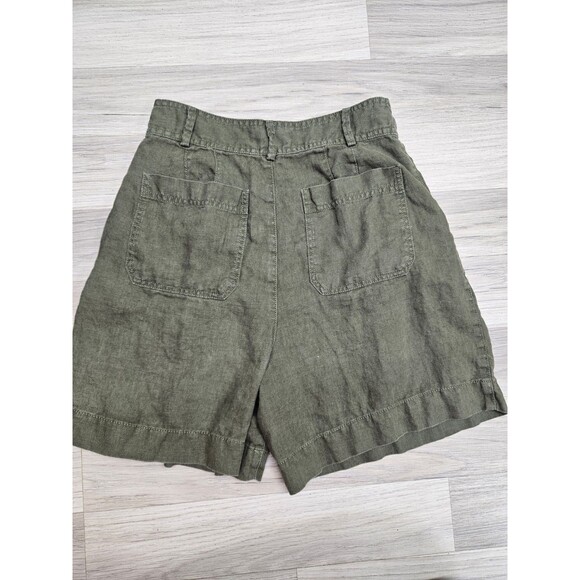 Madewell Womens Green High Rise Shorts Size 2 Pleated Linen Pockets - Picture 7 of 7